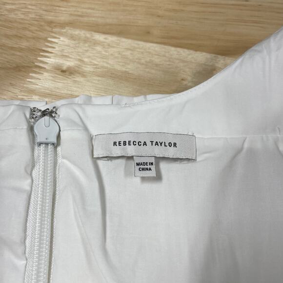 Rebecca Taylor NWOT Smocked Poplin Long Maxi Dress Sleeveless White Size 16 - Picture 7 of 11